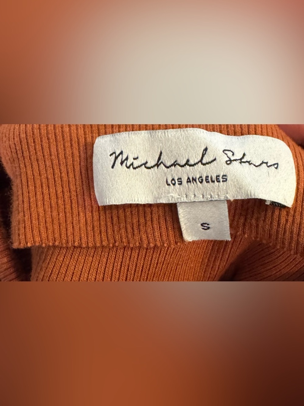 Michael Stars Rust Ribbed High Neck Ruched Dress - Size S - Picture 5 of 6